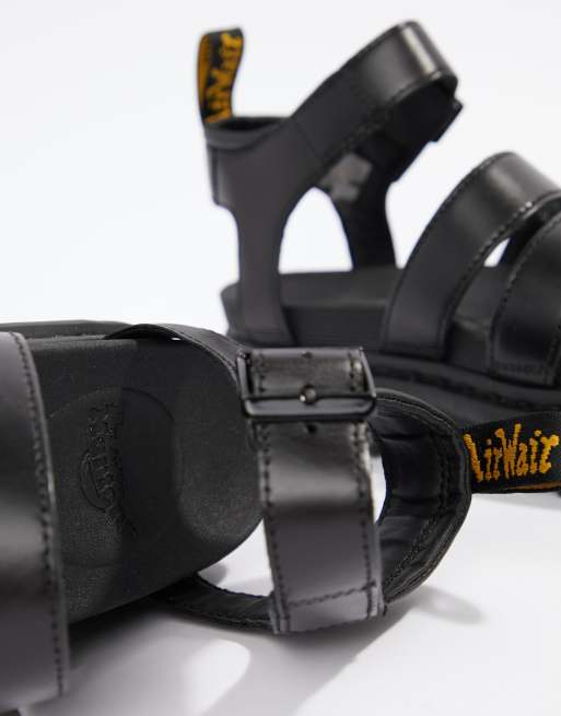Dr Martens - Blaire - Sandales plates en cuir avec brides - Noir, 3 de 4