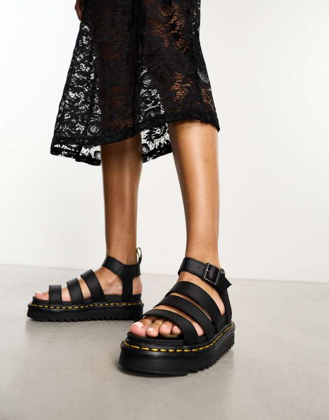 Dr Martens - blaire sandals in black leather leather