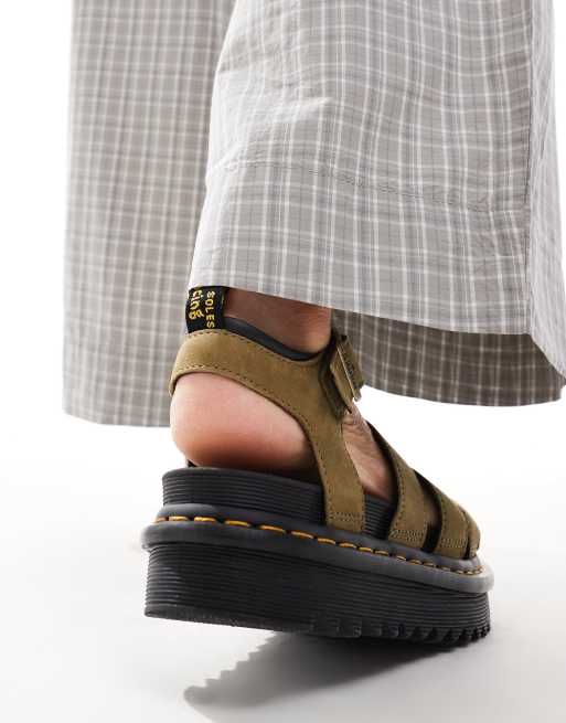 Dr Martens Blaire sandals in khaki nubuck | ASOS