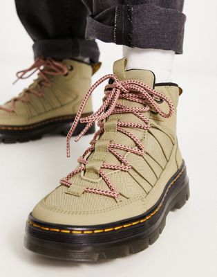 Dr Martens Buwick extra tough boots with pink laces in pale olive - ASOS Price Checker
