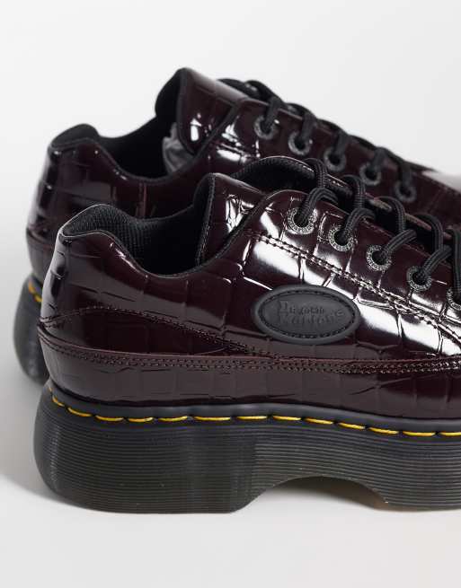 Dr Martens Buzz 5 eye shoes in oxblood croc, 3 of 4