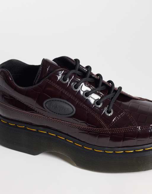 Dr Martens Buzz 5 eye shoes in oxblood croc, 4 of 4