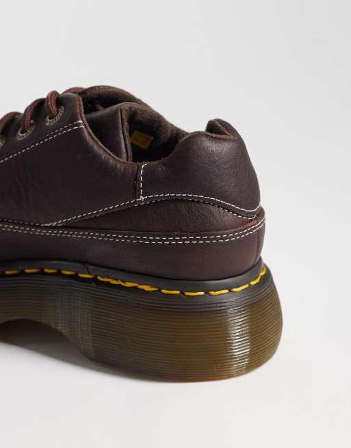 Dr Martens - Buzz - Mørkebrune sko med 5 snørehuller og præget blomstermønster, 4 af 4