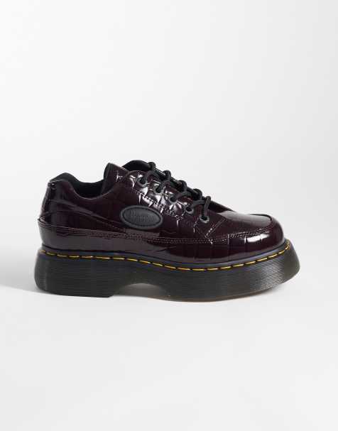 Dr Martens Buzz sko med 5 snørehuller i okseblodsfarvet croc - view 1