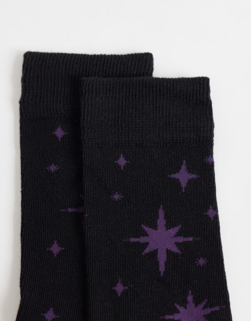 Dr Martens - Calzini neri con stelle viola, 3 di 3