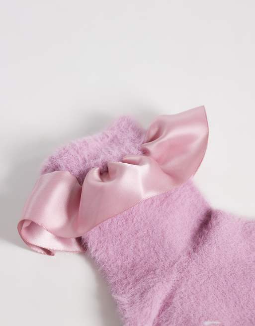 Dr. Martens - Chaussettes duveteuses en satin à volants - Vieux rose, 2 de 3