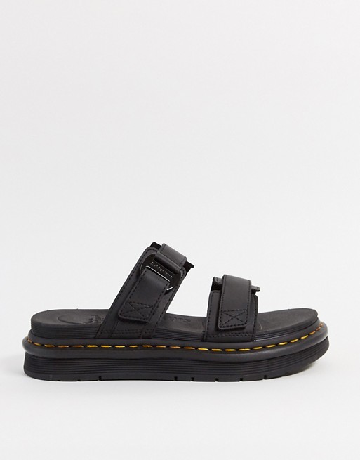 Dr Martens Chilton slip on sandals in hydro black leather