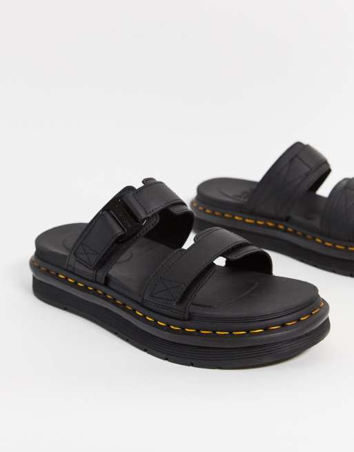 Dr Martens Chilton slip on sandals in hydro black leather