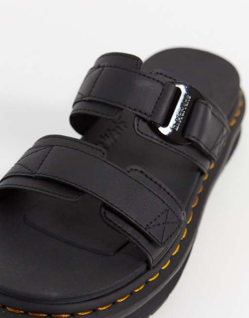 Dr Martens Chilton slip on sandals in hydro black leather