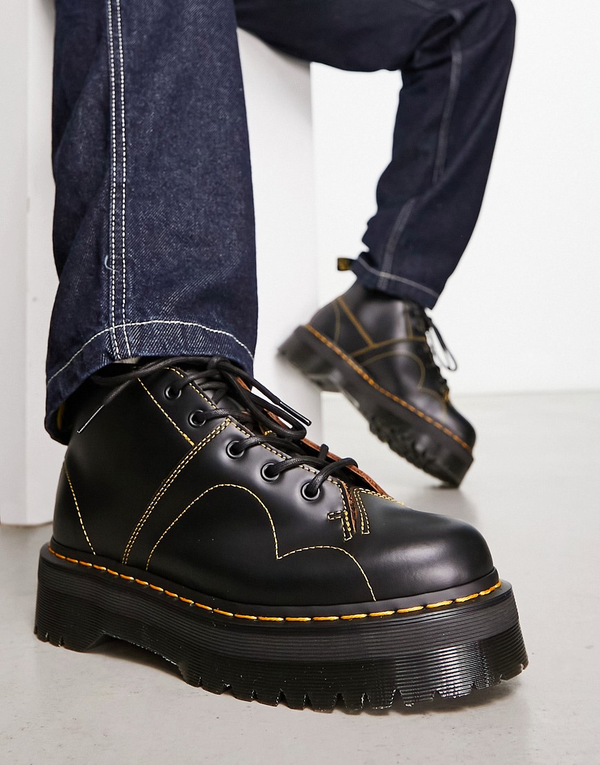 Dr Martens Church quad 5 eye boots black vintage smooth leather