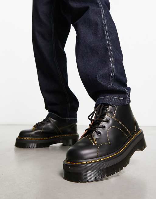 Dr Martens – Church Quad 5 – Svarta boots i läder med vintagestil, 4 av 4