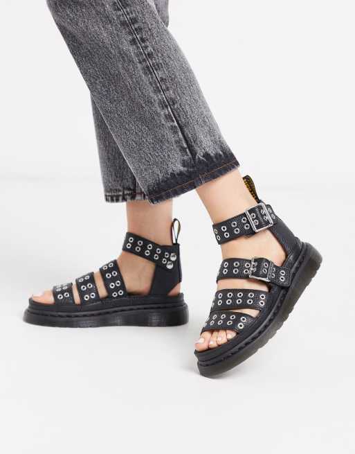 Dr Martens Clarissa II quad sandals with eyelet detail in black | ASOS