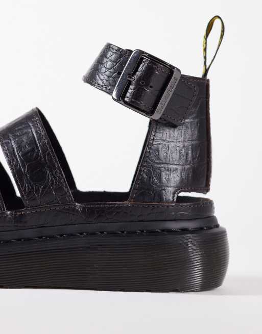 Dr Martens - Clarissa Quad - Sandalen met krokodillenmotief in reliëf in bruin, 4 van 4