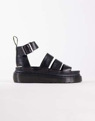 DR MARTENS - Clarissa Quad - Sandales effet croco en relief - Marron-Brown 36
