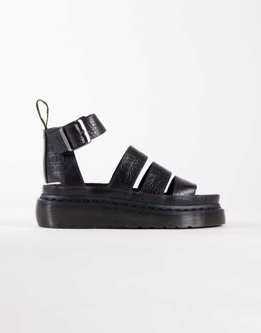 Dr. Martens - Clarissa Quad - Sandali marroni con dettaglio effetto coccodrillo in rilievo