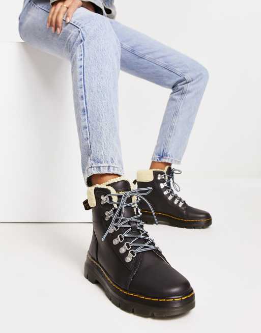 Leather fleece lined ankle boots