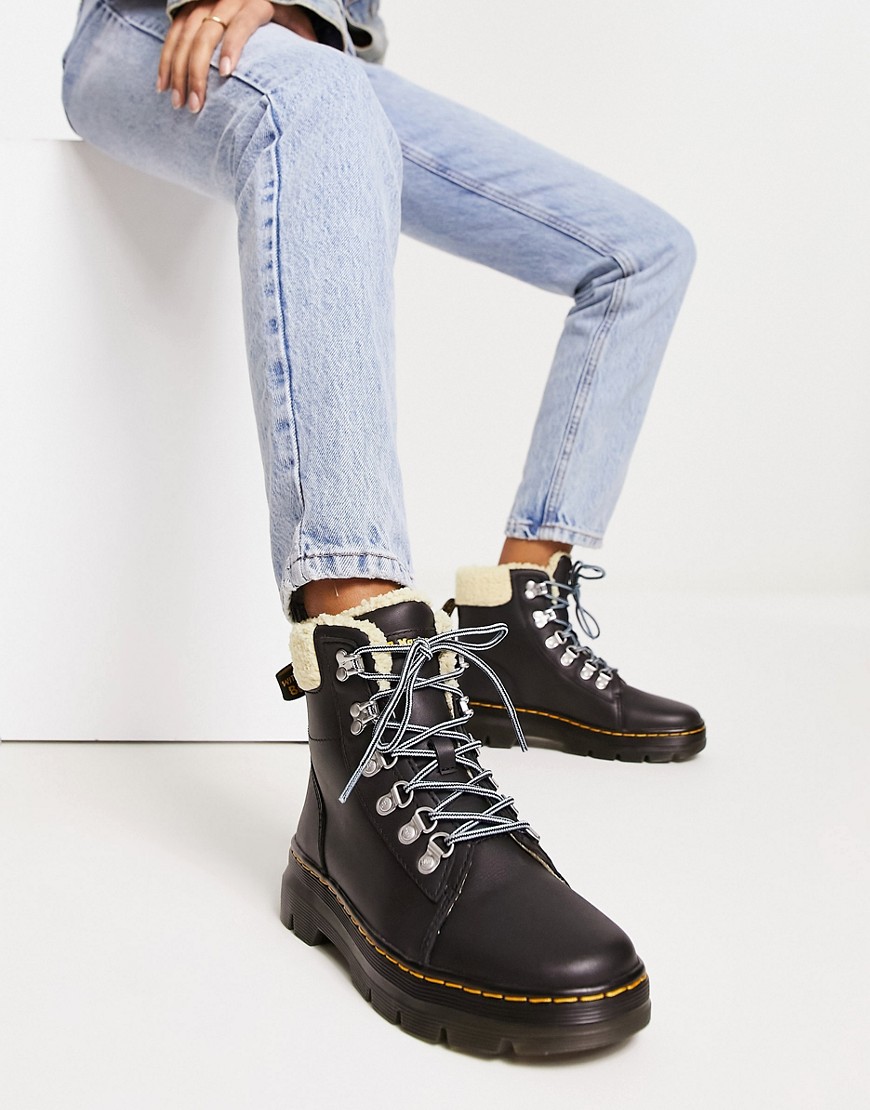 Dr Martens combs fur lined ankle boots in black