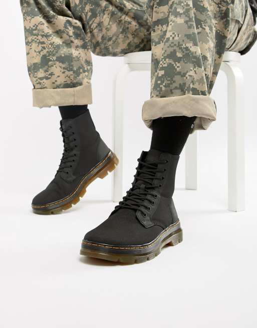 dr martens combs tech boots in black canvas