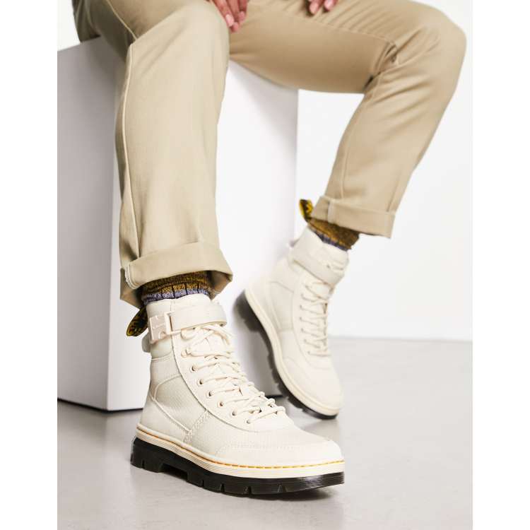 Dr Martens Combs Tech 8 Tie Boots in Beige | ASOS