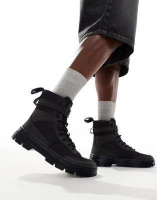 Dr Martens Combs Tech 8 tie boots in black leather | ASOS