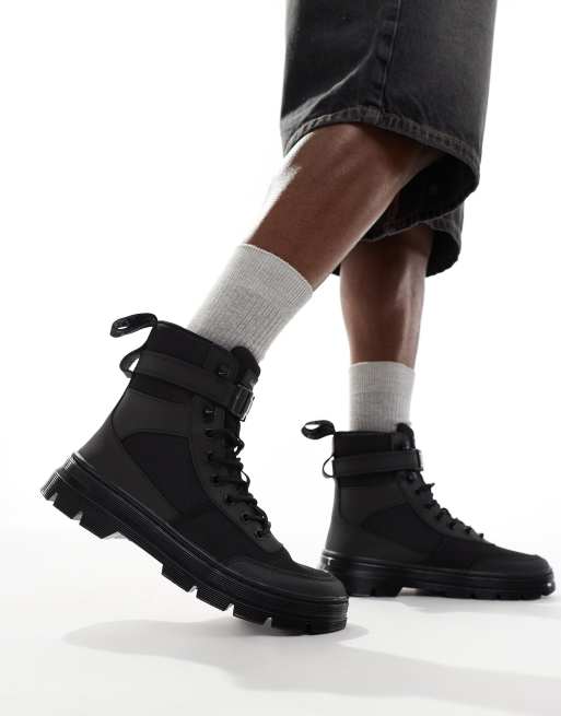 Dr Martens Combs Tech 8 tie boots in black leather | ASOS