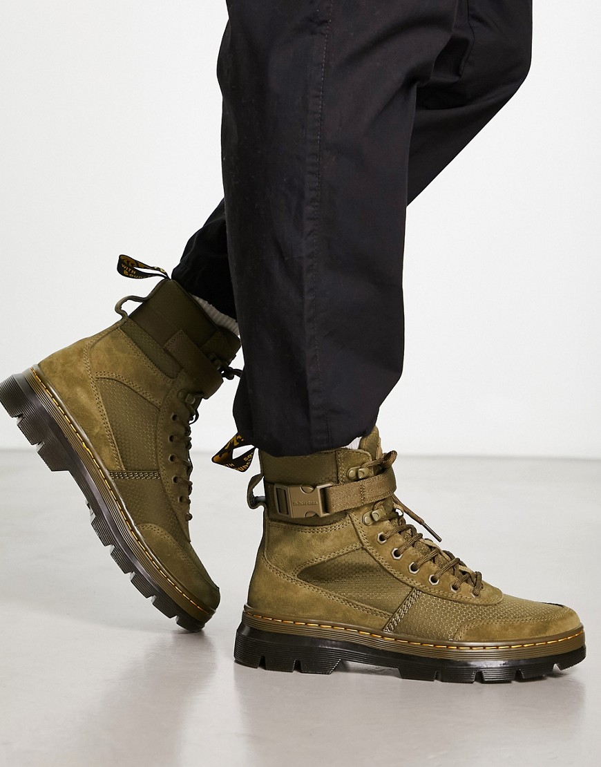 Dr. Martens' Combs Tech 8 Tie Boots In Khaki-green In Dms Olive