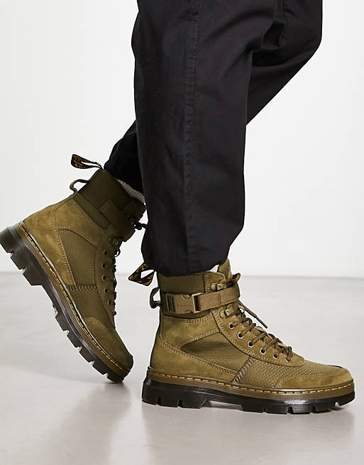 Dr Martens Combs Tech 8 Tie Boots in Khaki