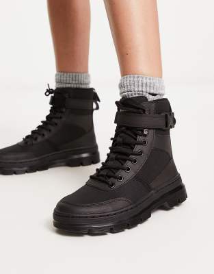 DR. MARTENS' COMBS TECH ANKLE STRAP ANKLE BOOTS IN BLACK