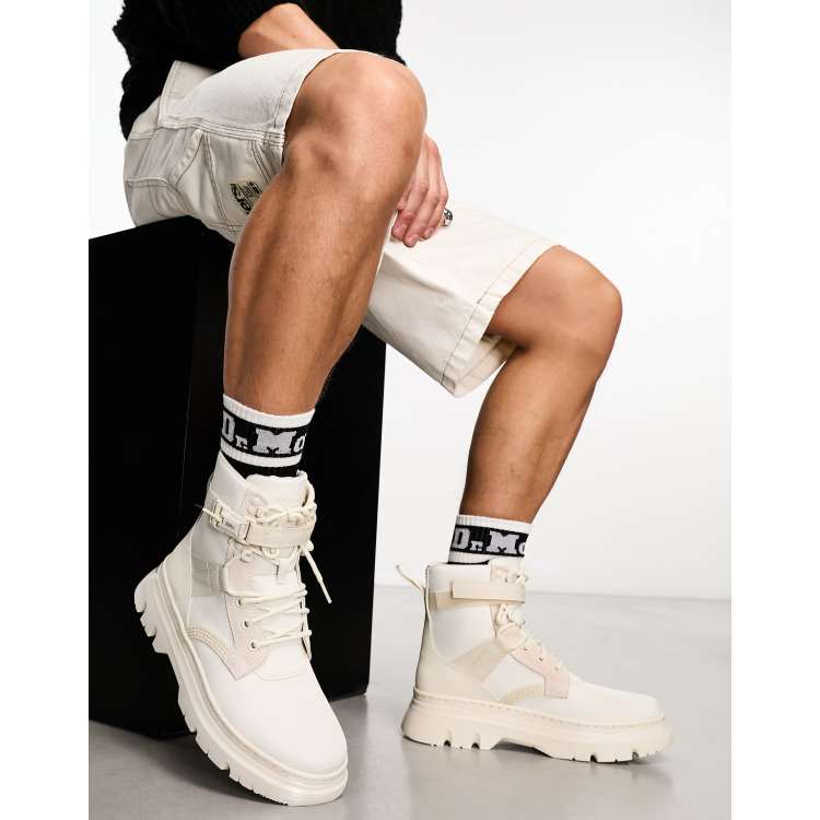 Dr Martens Combs Tech ii 8 tie boots in off white leather ASOS