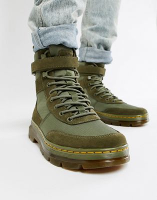 Dr Martens – Combs Tech – Khakifärgade boots med knytning-Grön