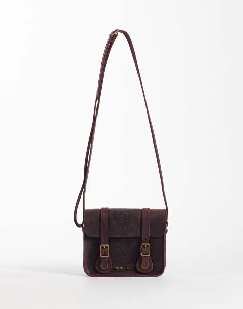 Dr Martens - Crazy Horse - Bolso satchel rojo guinda con diseño floral en relieve - view 1