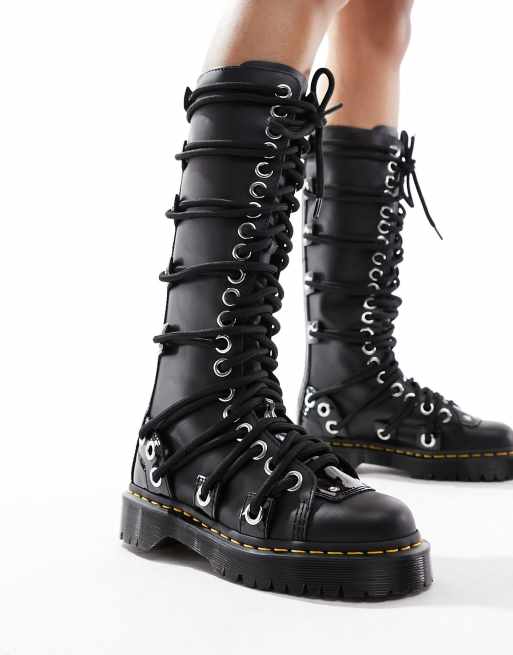 Dr Martens daria 1b60 bex knee boots with lacing in black