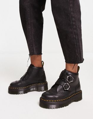 Dr Martens Devon Flower quad boots in black