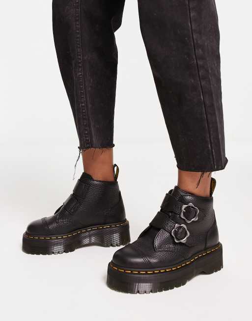 Black doc martens with flowers sale