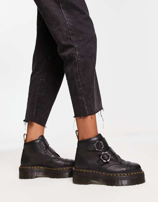 Dr Martens Devon flower quad boots in black