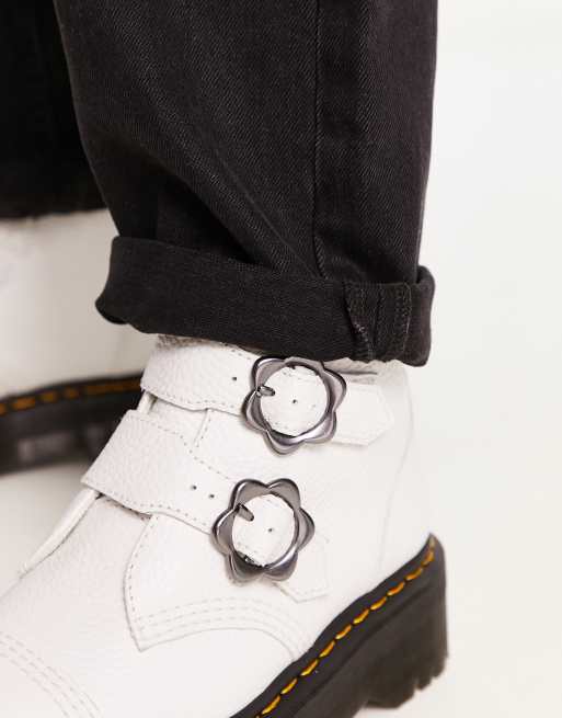 Dr Martens Devon Flower quad boots in white