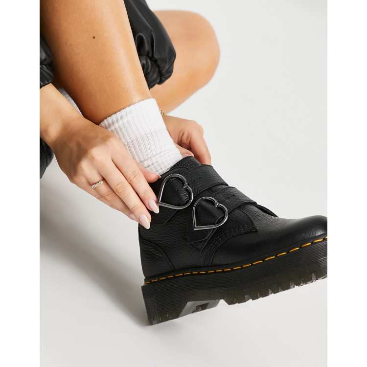 dr. martens black devon heart platform boots