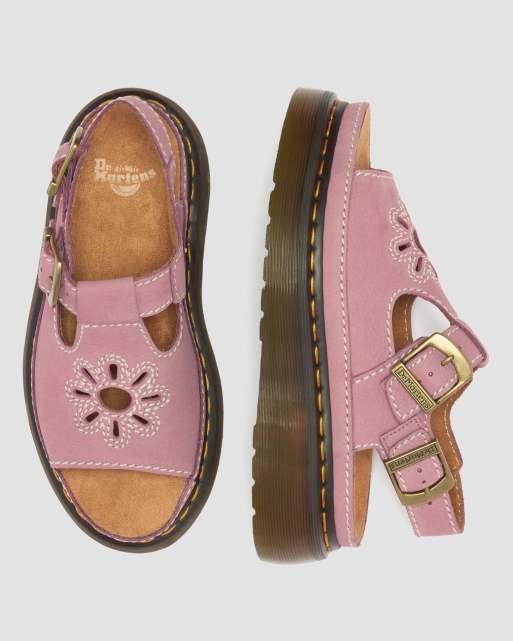 Dr Martens - Dunnet Flower - Rosa sandaler i ruskindsnubuck, 3 af 4
