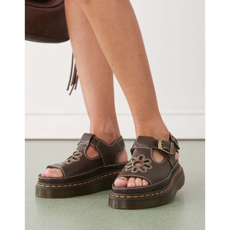 Dr. Martens DUNNET FLOWER サンダル UK4 Dunnet Flower Buttersoft leather sandals in Black | Dr. Martens