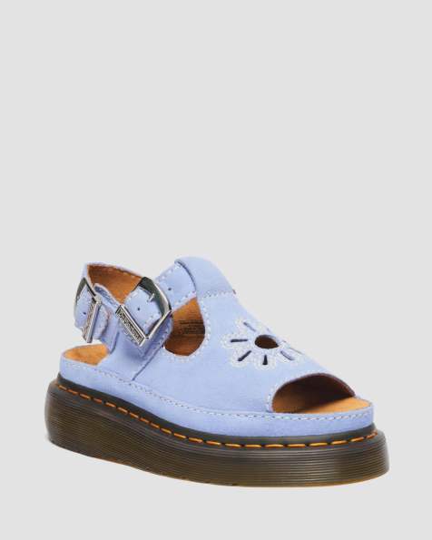 Dr Martens Dunnet flower suede sandals in cornflower blue - view 1