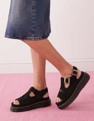Dr. Martens - Dunnet - Sandalen in Schwarz mit Blumendesign
