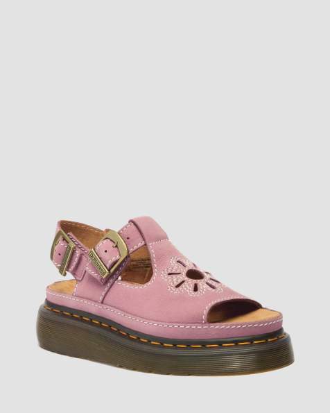 Dr. Martens - Dunnet - Sandales en nubuck à fleur - Rose poudré - view 1