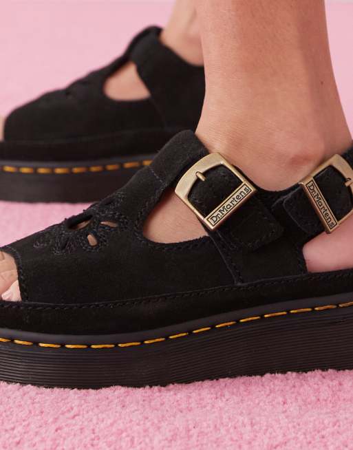 Dr. Martens - Dunnet - Sandali neri con fiori, 3 di 4