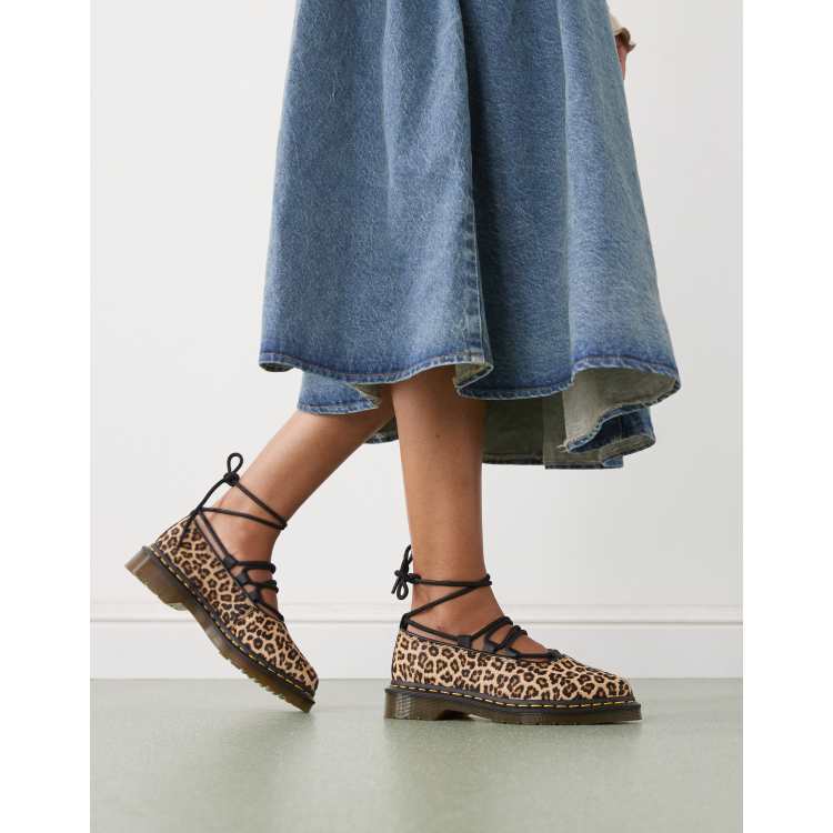 Dr Martens Elphie II lace up shoes in animal print | ASOS