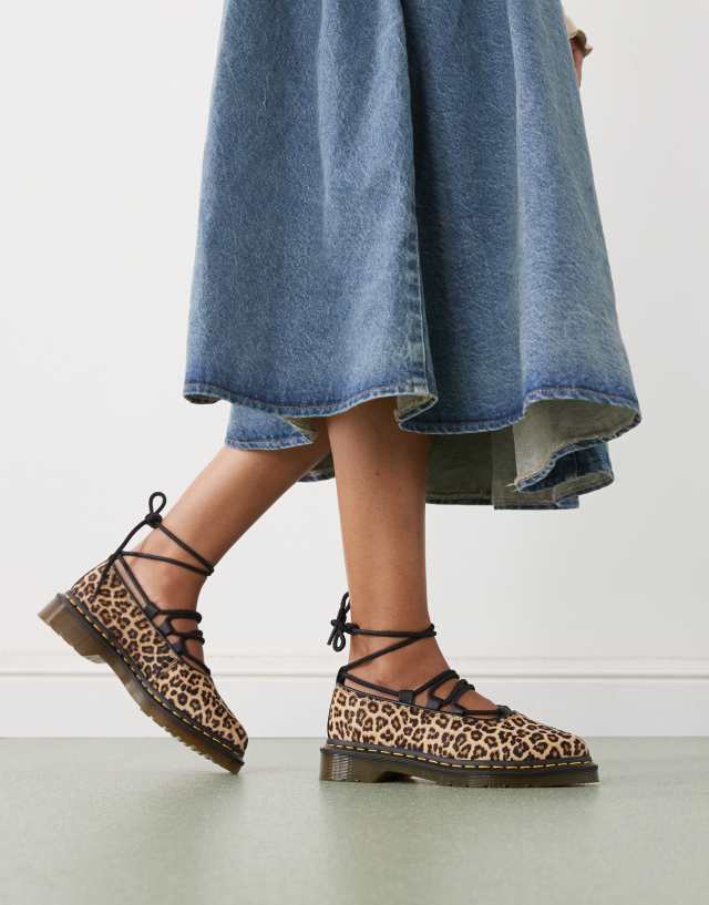 Dr Martens Elphie II lace up shoes in animal print | ASOS