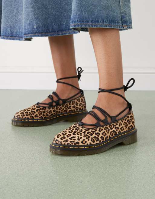 Dr Martens Elphie II lace up shoes in animal print | ASOS