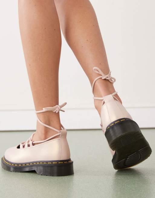 Dr Martens Elphie II lace up shoes in powder pink & gold, 2 of 4