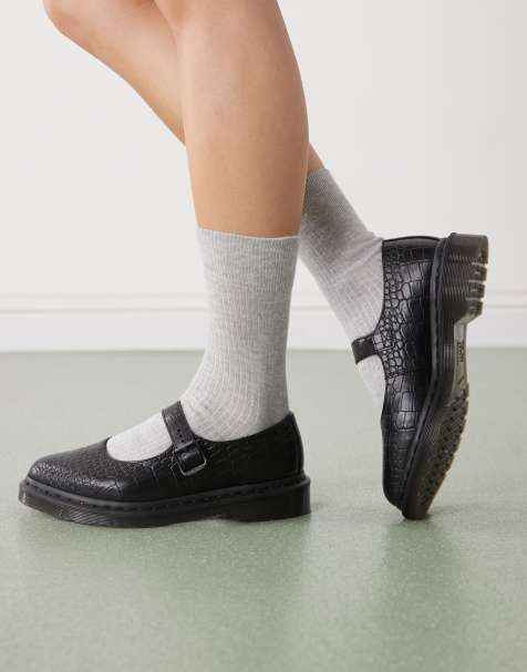 Dr. Martens – Elphie – Mary-Jane-Schuhe in Kroko-Schwarz - view 1