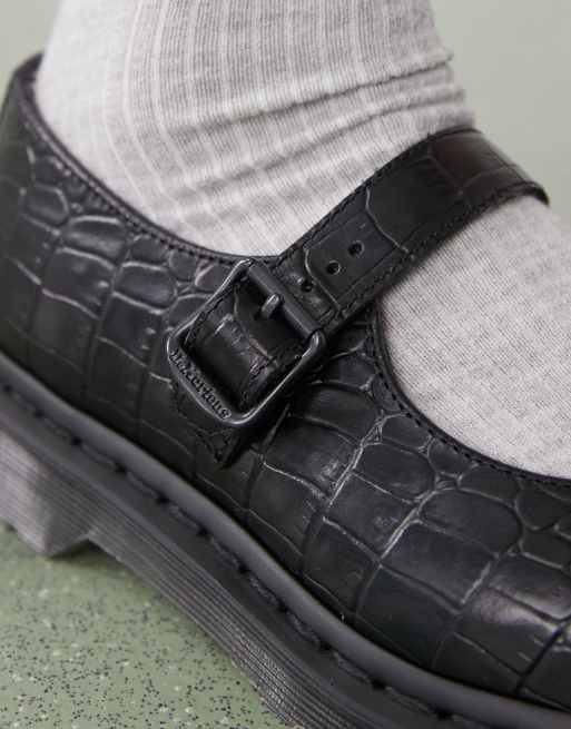 Dr Martens - Elphie - Scarpe Mary Jane nere effetto coccodrillo, 3 di 4