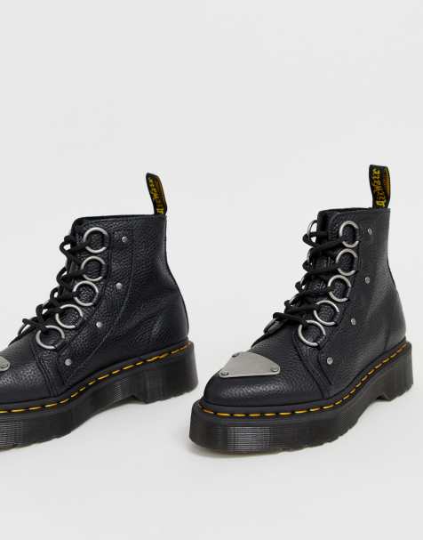 Dr Martens – Farylle – Robuste, schwarze Lederstiefel mit Schleife